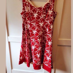 Laura Petites red & white fit and flare dress